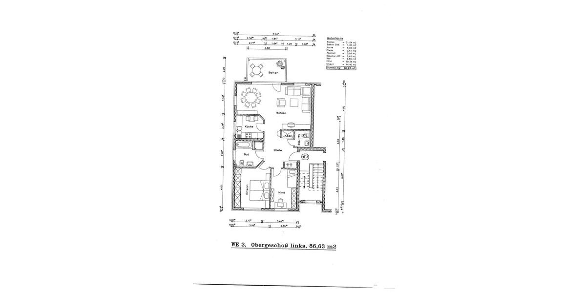 Etagenwohnung Essen Stadtbezirk VIII - 3 Zimmer, 86 m&sup2;, 280.000&euro; | Angebot:26945385