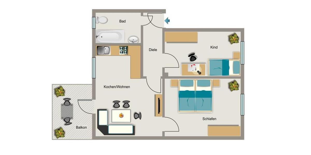 Etagenwohnung Bochum Werne - 3 Zimmer, 51 m&sup2;, 463&euro; | Angebot:26329899