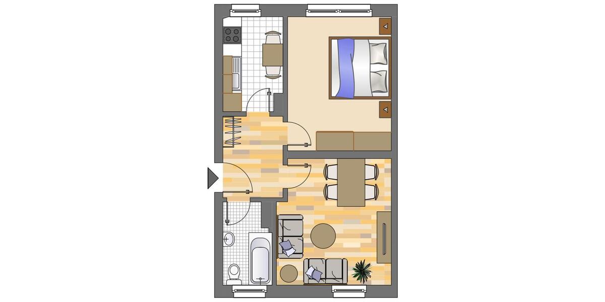 Etagenwohnung Dortmund Huckarde - 2 Zimmer, 45 m&sup2;, 380&euro; | Angebot:25146303