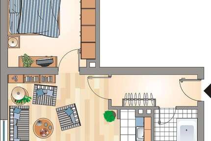 Wohnung Recklinghausen Grullbad - 2.5 Zimmer, 49 m&sup2;, 204&euro; | Angebot:25818757