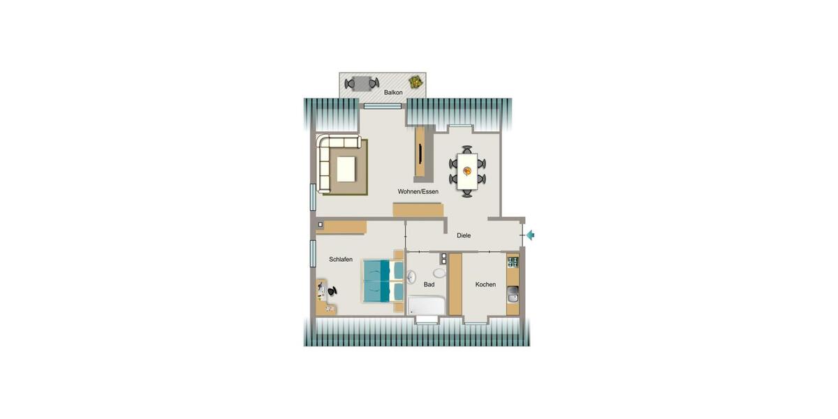 Dachgeschoßwohnung Lünen Alstedde - 2.5 Zimmer, 61 m&sup2;, 582&euro; | Angebot:25627119
