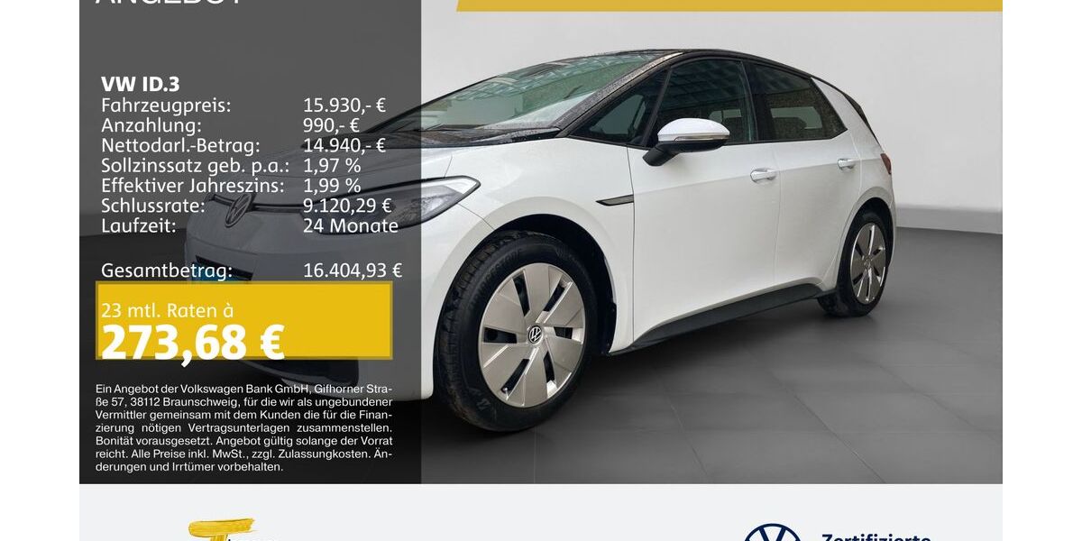 VW ID.3 50.913 km 15.480 &euro; Bochum 44892