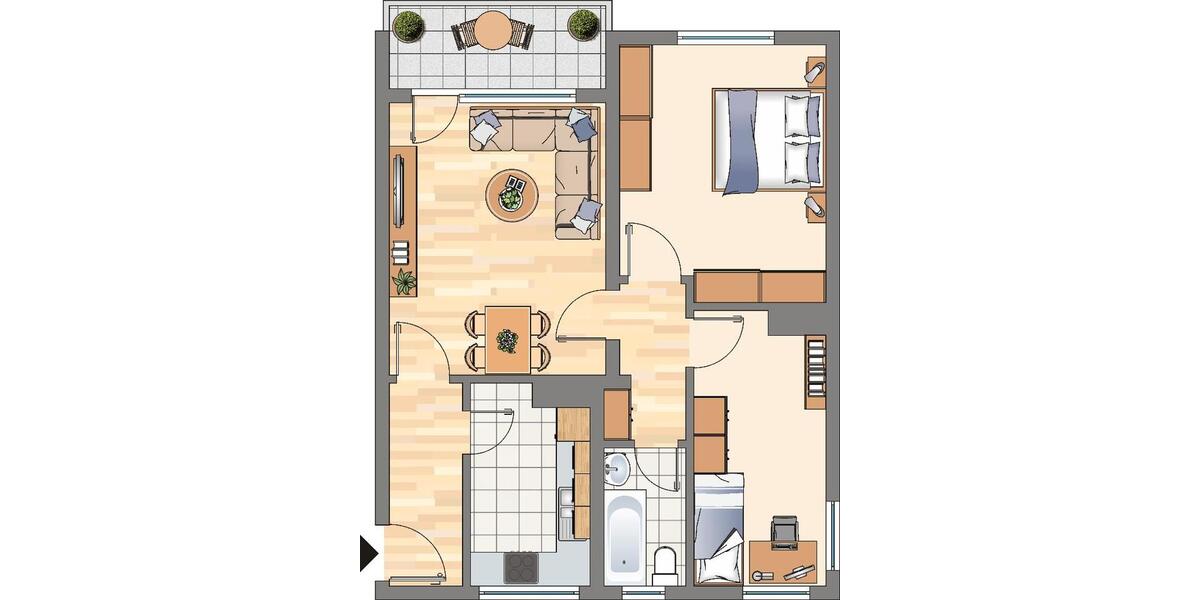 Erdgeschoßwohnung Dortmund Brackel - 3 Zimmer, 65 m&sup2;, 528&euro; | Angebot:26416248