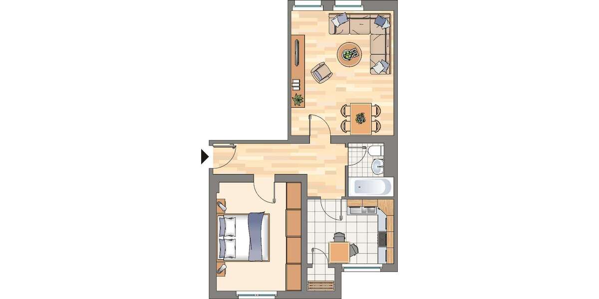 Etagenwohnung Herne Börnig - 2 Zimmer, 49 m&sup2;, 389&euro; | Angebot:26688333