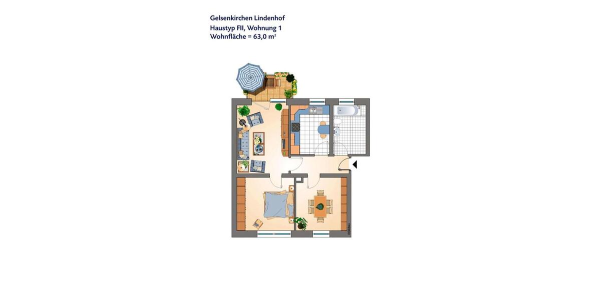 Etagenwohnung Gelsenkirchen Erle - 3 Zimmer, 63 m&sup2;, 509&euro; | Angebot:26486350