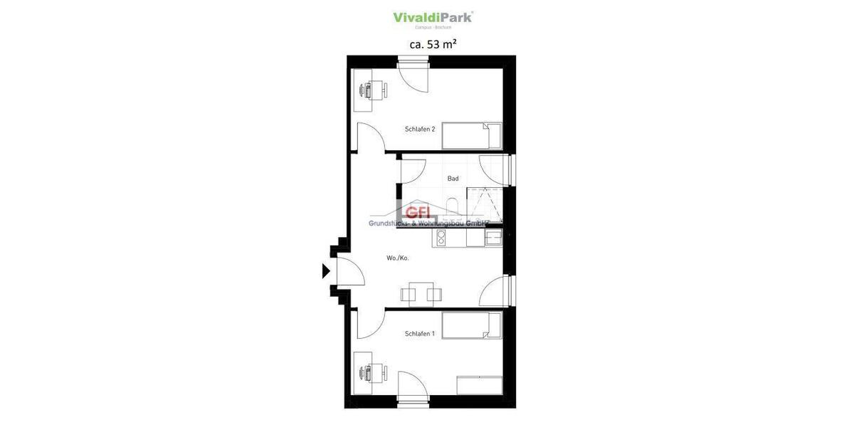 Etagenwohnung Bochum Laer - 2 Zimmer, 62 m&sup2;, 1.090&euro; | Angebot:23597814