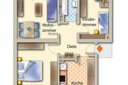 Wohnung Gladbeck Zweckel - 3.5 Zimmer, 63 m&sup2;, 475&euro; | Angebot:27005098