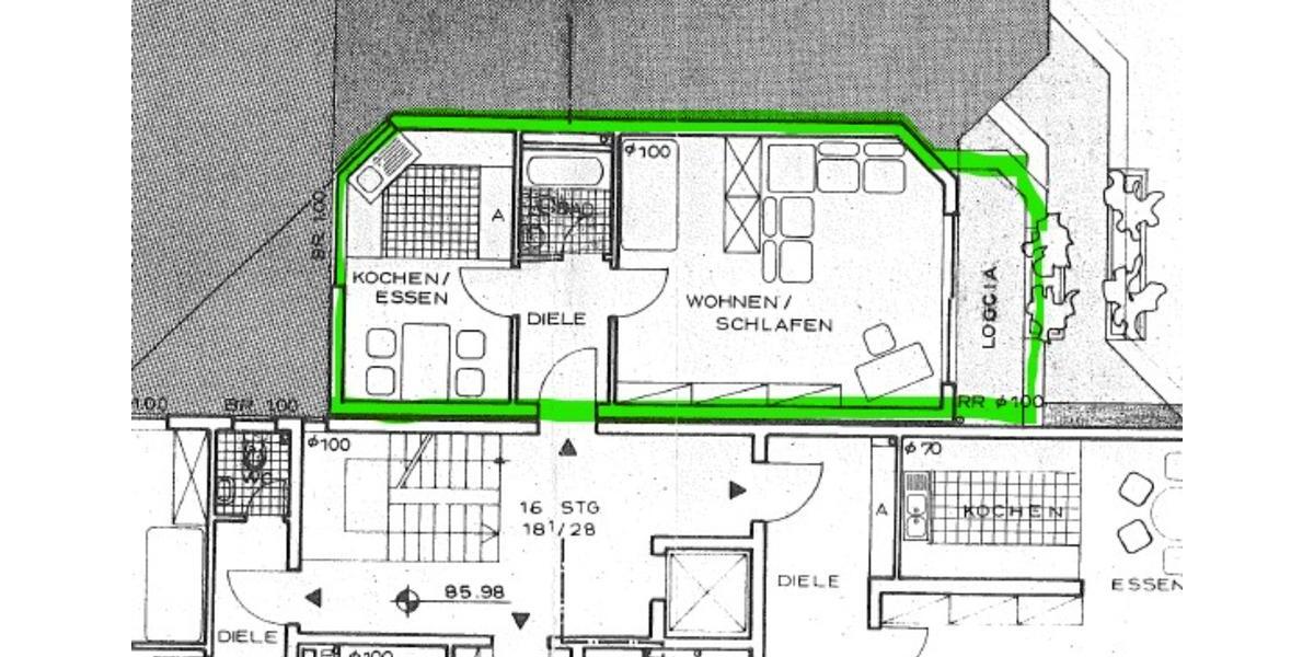 Etagenwohnung Bochum Günnigfeld - 1.5 Zimmer, 49 m&sup2;, 350&euro; | Angebot:25753601