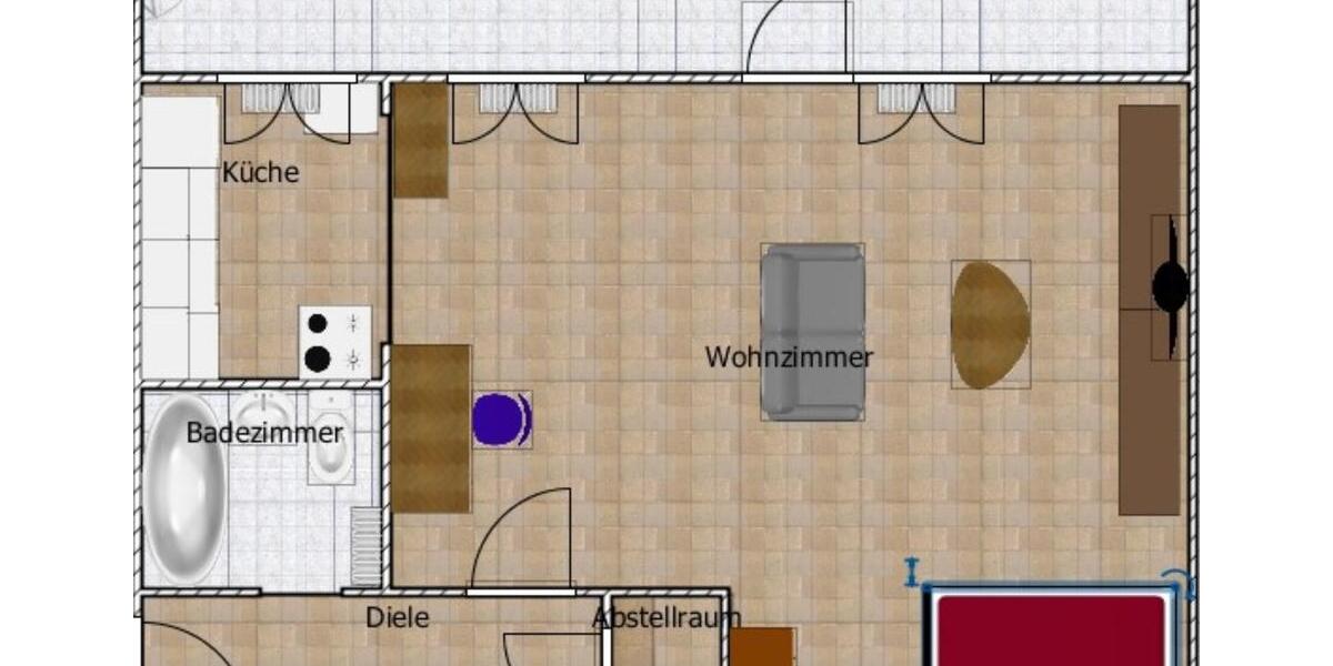 50m² Apartment große Balkon Aufzug Barrierearm Stellplatz Küche 1 zimmer