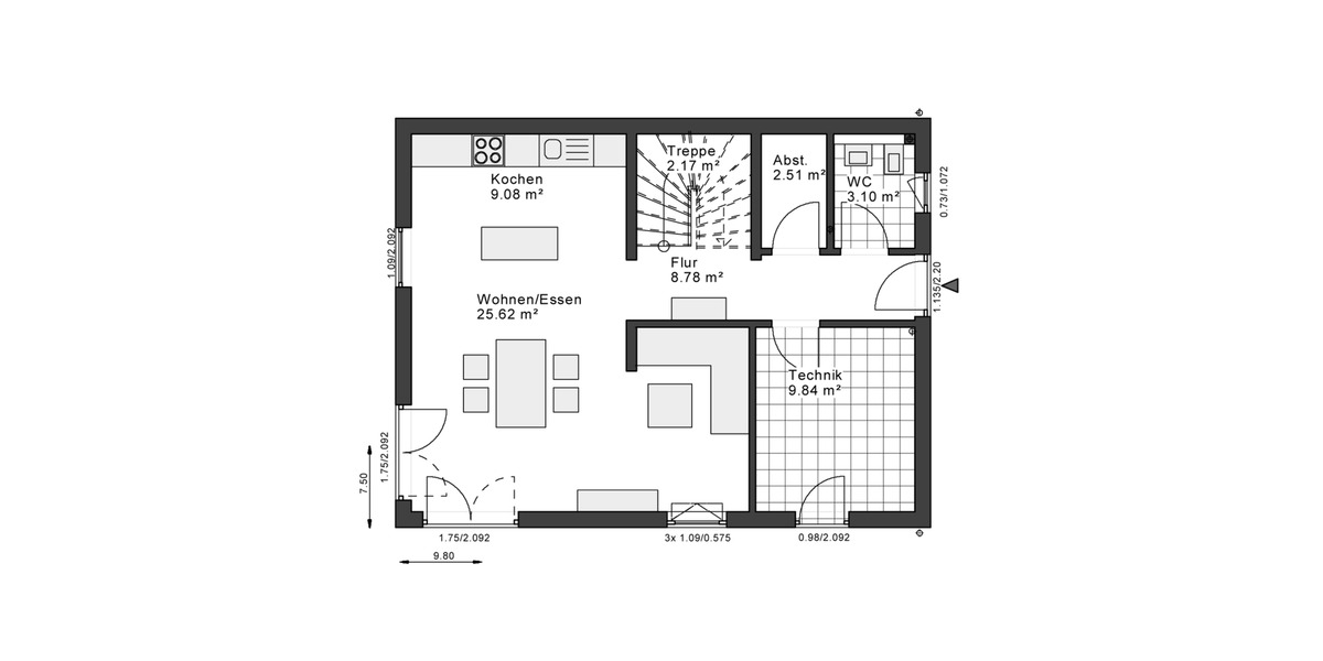 Einfamilienhaus Essen Stadtbezirk IV - 3 Zimmer, 120 m&sup2;, 1.243&euro; | Angebot:26395177